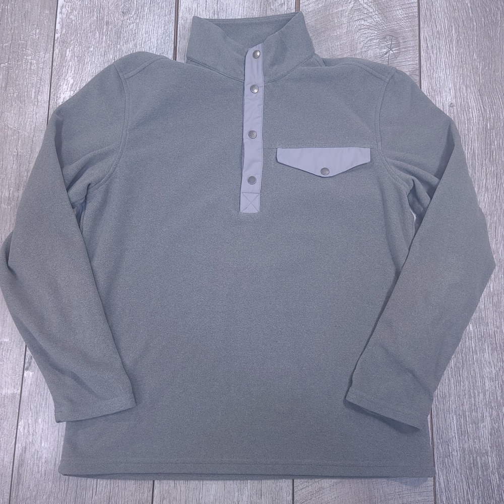 MEC Fleece Pullover Mens Medium Gray Snap Neck Chest Pocket Outdoor Layer